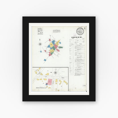 Old map wall art mockup — black gallery frame with white mat — Sanborn Fire Insurance Map from Franklin, Norfolk County, Massachusetts (1904) - Complete Map Set