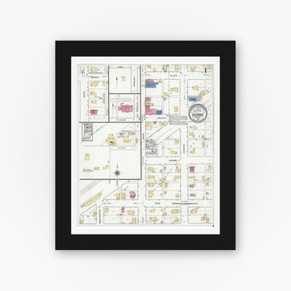 Old map wall art mockup — black gallery frame with white mat — Sanborn Fire Insurance Map from Roann, Wabash County, Indiana (1920) - Complete Map Set