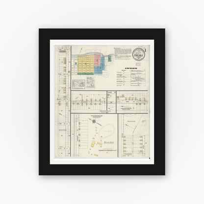 Old map wall art mockup — black gallery frame with white mat — Sanborn Fire Insurance Map from Coaldale, Schuylkill County, Pennsylvania (1916), Sheet #0001
