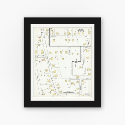Old map wall art mockup — black gallery frame with white mat — Sanborn Fire Insurance Map from Mount Pleasant, Titus County, Texas (1920), Sheet #0003