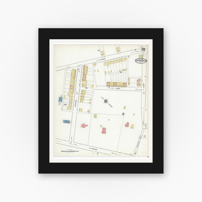 Old map wall art mockup — black gallery frame with white mat — Sanborn Fire Insurance Map from Shippensburg, Cumberland And Franklin Counties, Pennsylvania (1921), Sheet #0018