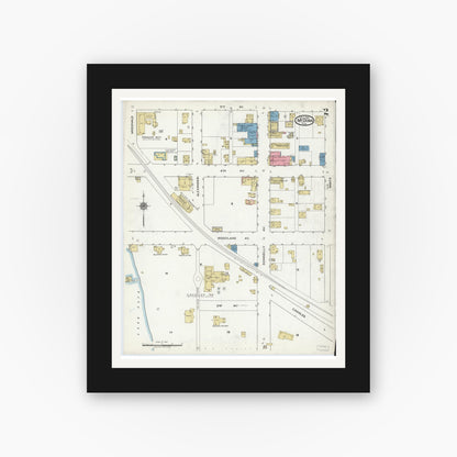 Old map wall art mockup — black gallery frame with white mat — Sanborn Fire Insurance Map from Mount Dora, Lake County, Florida (1920), Sheet #0002