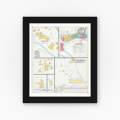 Old map wall art mockup — black gallery frame with white mat — Sanborn Fire Insurance Map from Harbor Springs, Emmet County, Michigan (1900) - Complete Map Set