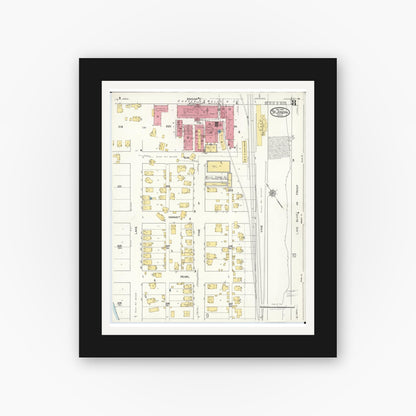 Old map wall art mockup — black gallery frame with white mat — Sanborn Fire Insurance Map from Saint Joseph, Berrien County, Michigan (1921), Sheet #0008