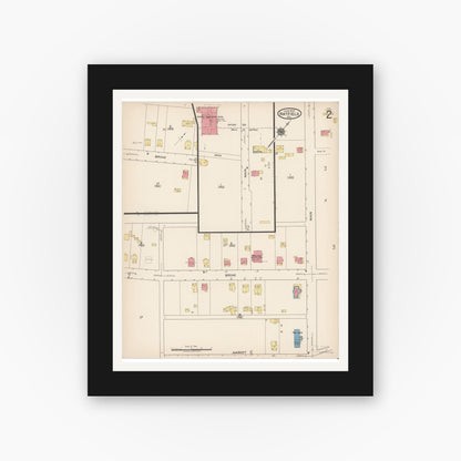 Old map wall art mockup — black gallery frame with white mat — Sanborn Fire Insurance Map from Hatfield, Montgomery County, Pennsylvania (1922), Sheet #0002