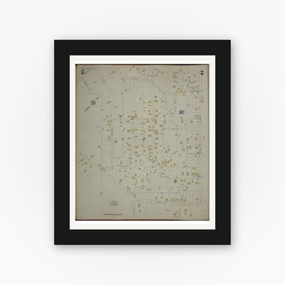 Old map wall art mockup — black gallery frame with white mat — Sanborn Fire Insurance Map from Clark's Summit, Lackawanna County, Pennsylvania (1942), Sheet #0002