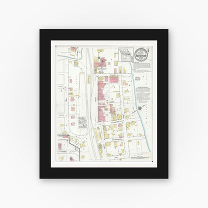 Old map wall art mockup — black gallery frame with white mat — Sanborn Fire Insurance Map from New Haven, Franklin County, Missouri (1917) - Complete Map Set