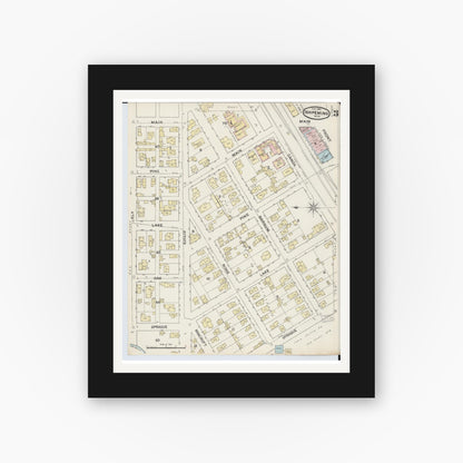 Old map wall art mockup — black gallery frame with white mat — Sanborn Fire Insurance Map from Ishpeming, Marquette County, Michigan (1888), Sheet #0003