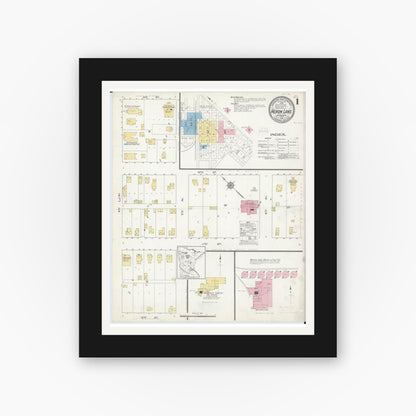 Old map wall art mockup — black gallery frame with white mat — Sanborn Fire Insurance Map from Heron Lake, Jackson County, Minnesota (1913) - Complete Map Set