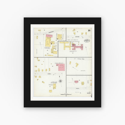 Old map wall art mockup — black gallery frame with white mat — Sanborn Fire Insurance Map from Greenfield, Franklin County, Massachusetts (1902), Sheet #0015