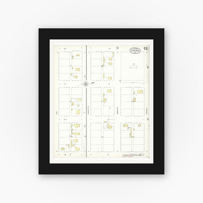 Old map wall art mockup — black gallery frame with white mat — Sanborn Fire Insurance Map from Colusa, Colusa County, California (1897), Sheet #0011