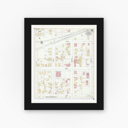 Old map wall art mockup — black gallery frame with white mat — Sanborn Fire Insurance Map from Tiffin, Seneca County, Ohio (1901), Sheet #0006