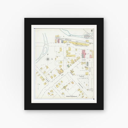 Old map wall art mockup — black gallery frame with white mat — Sanborn Fire Insurance Map from Chilton, Calumet County, Wisconsin (1898), Sheet #0002