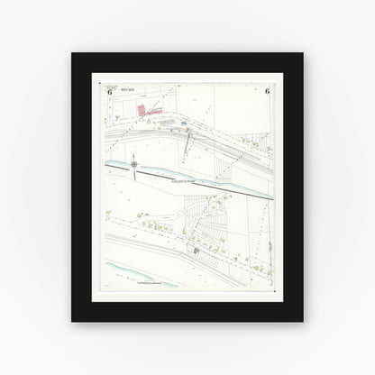 Old map wall art mockup — black gallery frame with white mat — Sanborn Fire Insurance Map from Cleves, Hamilton County, Ohio (1938), Sheet #0006