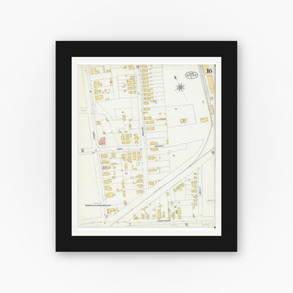 Old map wall art mockup — black gallery frame with white mat — Sanborn Fire Insurance Map from Suffolk, Independent Cities, Virginia (1903), Sheet #0016