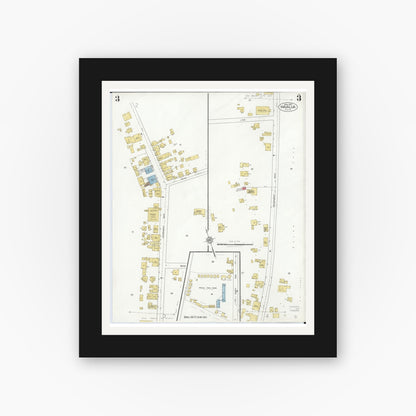 Old map wall art mockup — black gallery frame with white mat — Sanborn Fire Insurance Map from Waialua, Honolulu County, Hawaii (1927), Sheet #0003