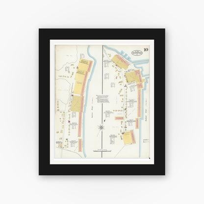 Old map wall art mockup — black gallery frame with white mat — Sanborn Fire Insurance Map from Haverstraw, Rockland County, New York (1903), Sheet #0010
