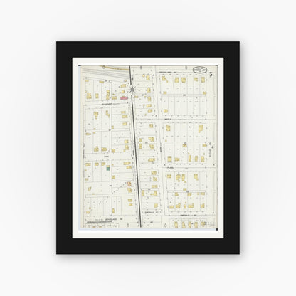 Old map wall art mockup — black gallery frame with white mat — Sanborn Fire Insurance Map from Chicago Junction, Huron County, Ohio (1899), Sheet #0005