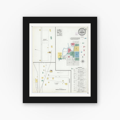 Old map wall art mockup — black gallery frame with white mat — Sanborn Fire Insurance Map from Virginia, Saint Louis County, Minnesota (1904) - Complete Map Set