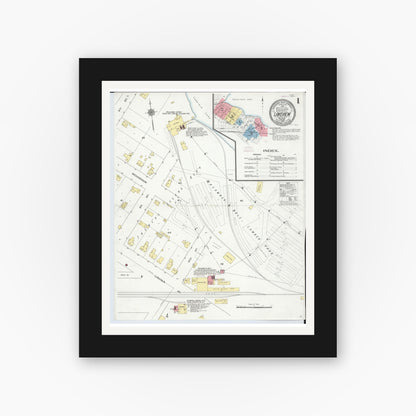Old map wall art mockup — black gallery frame with white mat — Sanborn Fire Insurance Map from Lakeview, Montcalm County, Michigan (1910) - Complete Map Set