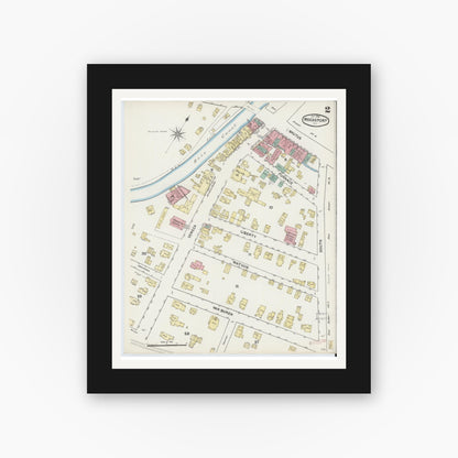 Old map wall art mockup — black gallery frame with white mat — Sanborn Fire Insurance Map from Weedsport, Cayuga County, New York (1890), Sheet #0002