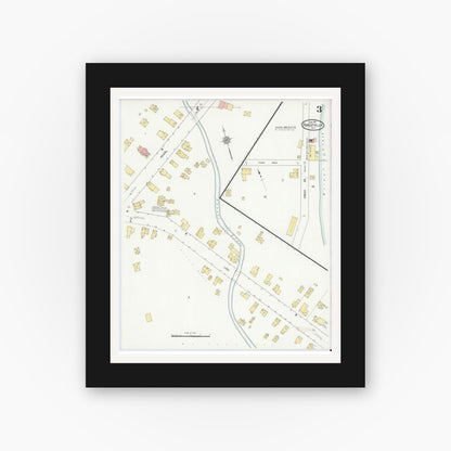 Old map wall art mockup — black gallery frame with white mat — Sanborn Fire Insurance Map from Forestville, Chautauqua County, New York (1912), Sheet #0003