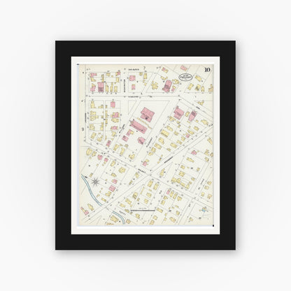 Old map wall art mockup — black gallery frame with white mat — Sanborn Fire Insurance Map from Freeport, Stephenson County, Illinois (1897), Sheet #0010