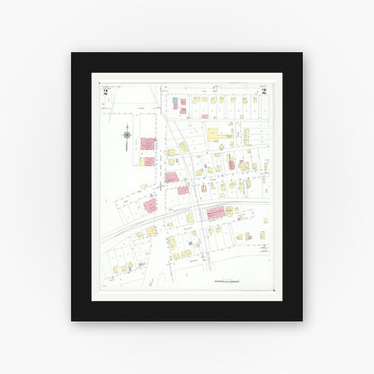 Old map wall art mockup — black gallery frame with white mat — Sanborn Fire Insurance Map from Mineral City, Tuscarawas County, Ohio (1949), Sheet #0002