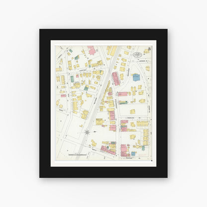 Old map wall art mockup — black gallery frame with white mat — Sanborn Fire Insurance Map from Summit, Union County, New Jersey (1903), Sheet #0003