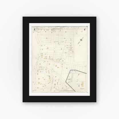 Old map wall art mockup — black gallery frame with white mat — Sanborn Fire Insurance Map from Fanwood, Union County, New Jersey (1940), Sheet #0004