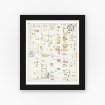 Old map wall art mockup — black gallery frame with white mat — Sanborn Fire Insurance Map from Brillion, Calumet County, Wisconsin (1900) - Complete Map Set