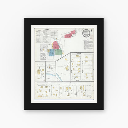 Old map wall art mockup — black gallery frame with white mat — Sanborn Fire Insurance Map from Jackson, Jackson County, Minnesota (1900) - Complete Map Set
