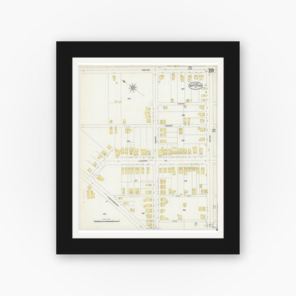 Old map wall art mockup — black gallery frame with white mat — Sanborn Fire Insurance Map from Pittston, Luzerne County, Pennsylvania (1903), Sheet #0019