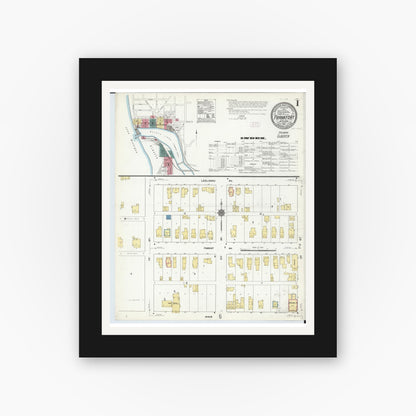 Old map wall art mockup — black gallery frame with white mat — Sanborn Fire Insurance Map from Frankfort, Benzie County, Michigan (1911) - Complete Map Set