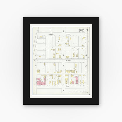 Old map wall art mockup — black gallery frame with white mat — Sanborn Fire Insurance Map from Anoka, Anoka County, Minnesota (1904), Sheet #0004