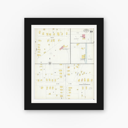 Old map wall art mockup — black gallery frame with white mat — Sanborn Fire Insurance Map from Athens, Bradford County, Pennsylvania (1903), Sheet #0010