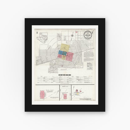 Old map wall art mockup — black gallery frame with white mat — Sanborn Fire Insurance Map from Midland, Midland County, Texas (1925) - Complete Map Set