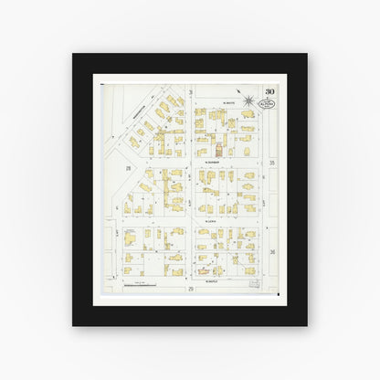 Old map wall art mockup — black gallery frame with white mat — Sanborn Fire Insurance Map from Alpena, Alpena County, Michigan (1901), Sheet #0030