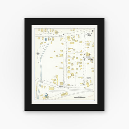 Old map wall art mockup — black gallery frame with white mat — Sanborn Fire Insurance Map from Tully, Onondaga County, New York (1911), Sheet #0004