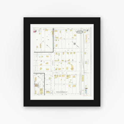 Old map wall art mockup — black gallery frame with white mat — Sanborn Fire Insurance Map from Heron Lake, Jackson County, Minnesota (1926), Sheet #0004