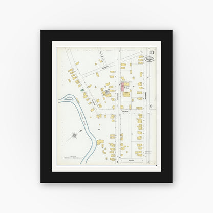Old map wall art mockup — black gallery frame with white mat — Sanborn Fire Insurance Map from Rahway, Union County, New Jersey (1901), Sheet #0011