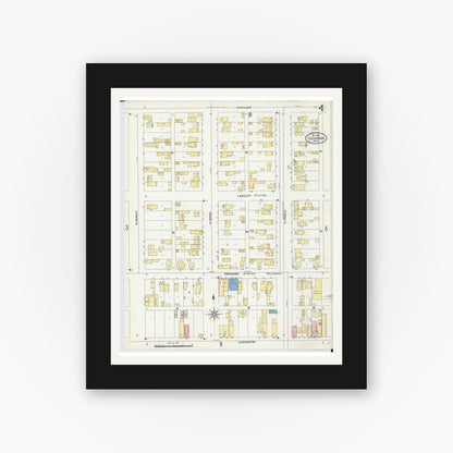 Old map wall art mockup — black gallery frame with white mat — Sanborn Fire Insurance Map from Escanaba, Delta County, Michigan (1906), Sheet #0004