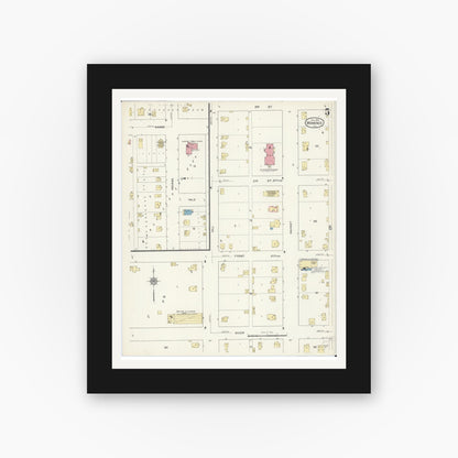 Old map wall art mockup — black gallery frame with white mat — Sanborn Fire Insurance Map from Momence, Kankakee County, Illinois (1913), Sheet #0005