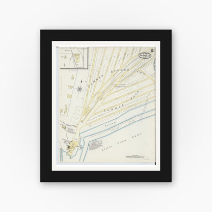 Old map wall art mockup — black gallery frame with white mat — Sanborn Fire Insurance Map from Cadillac, Wexford County, Michigan (1890), Sheet #0002