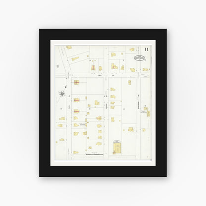 Old map wall art mockup — black gallery frame with white mat — Sanborn Fire Insurance Map from Swarthmore, Delaware County, Pennsylvania (1909), Sheet #0011