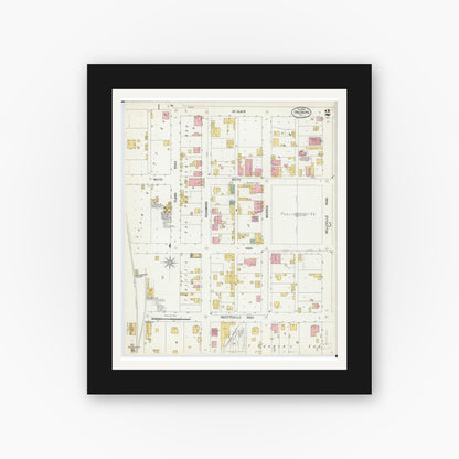 Old map wall art mockup — black gallery frame with white mat — Sanborn Fire Insurance Map from Freeburg, Saint Clair County, Illinois (1900), Sheet #0002