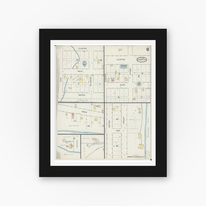 Old map wall art mockup — black gallery frame with white mat — Sanborn Fire Insurance Map from Grafton, Jersey County, Illinois (1894), Sheet #0002