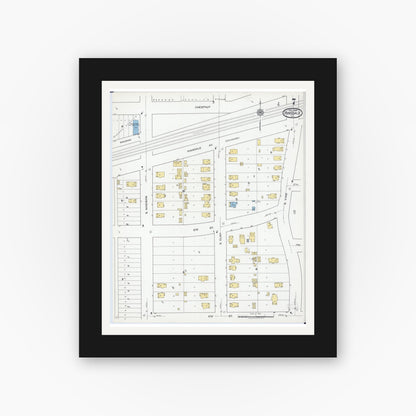 Old map wall art mockup — black gallery frame with white mat — Sanborn Fire Insurance Map from Hinsdale, Du Page And Cook Counties, Illinois (1919), Sheet #0007