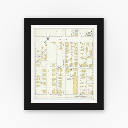 Old map wall art mockup — black gallery frame with white mat — Sanborn Fire Insurance Map from Beach Haven, Ocean County, New Jersey (1911), Sheet #0002