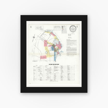 Old map wall art mockup — black gallery frame with white mat — Sanborn Fire Insurance Map from Cohasset, Norfolk County, Massachusetts (1935) - Complete Map Set